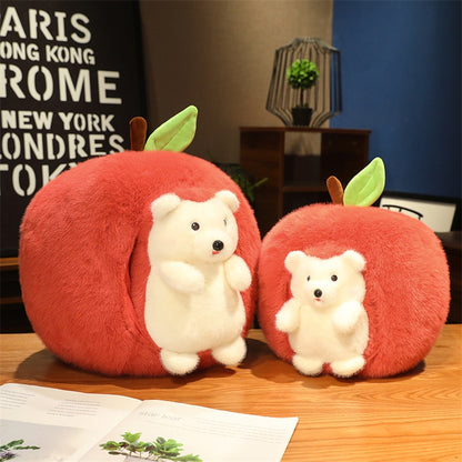 🦔 Cute Hedgehog Hidden in Apple Plush Doll 🍎 Soft Home Decor